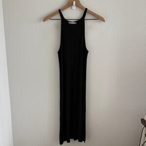 Fighting Eel Ribbed Black Dress Side Slits Small